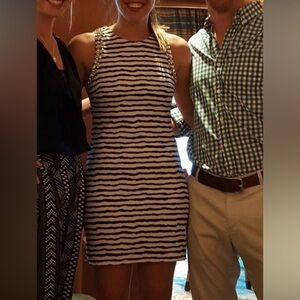 Black and white striped dress